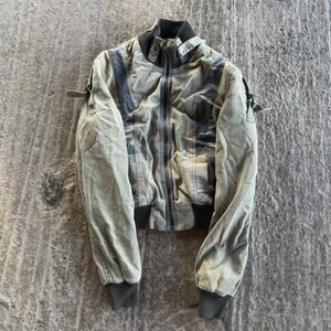 VINTAGE Y2K MISS ME CROPPED FEMME GRUNGE JACKET CAMO GREEN WOMENS SMALL